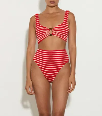 Hunza G Nadine Bikini Stripe In Red/white