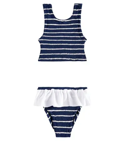 Hunza G Kids' Olive Ruffled Bikini In Blue