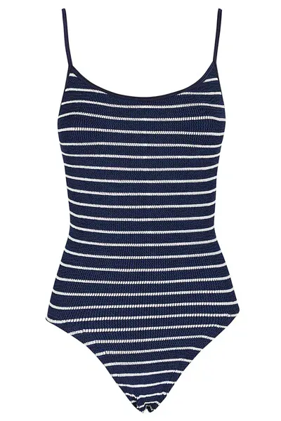 Hunza G Pamela One Piece In Navy & White Stripe