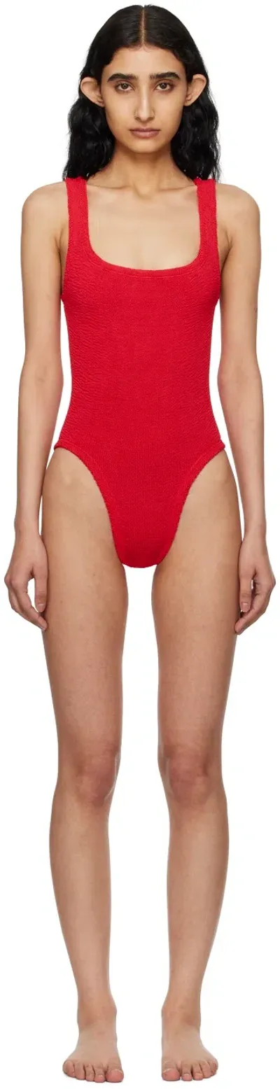 Hunza G Red Square Neck Swimsuit