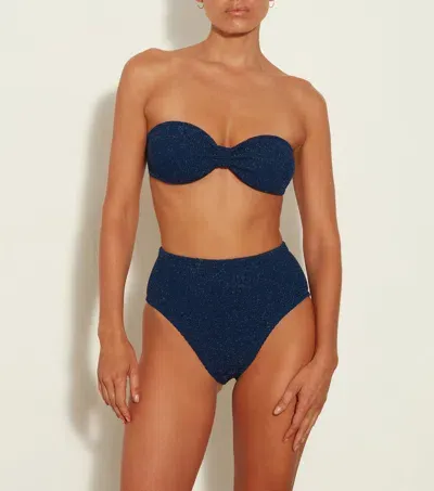 Hunza G Ruby Bikini Lurex In Navy/silver