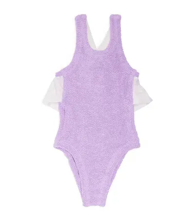 Hunza G Kids' Ruffle-trim Lara Swimsuit In Purple