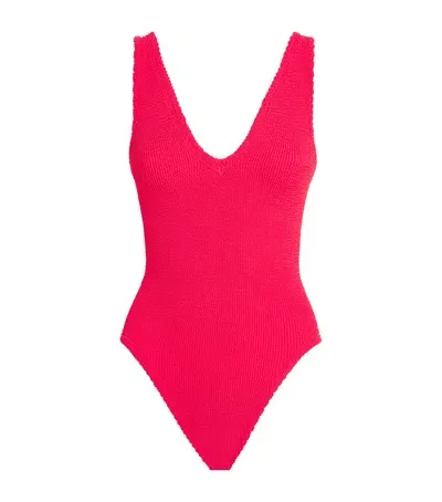 Hunza G Sadie Plunge Swimsuit In Red