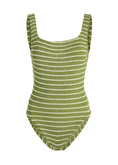 Hunza G Seersucker Swimsuit In Khaki