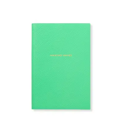 Hunza G Smythson X  Chelsea Notebook Leather In Lime