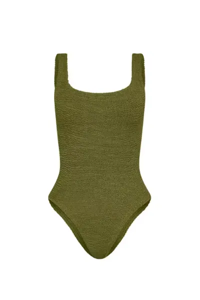 Hunza G Square Beachwear In Metallic Moss