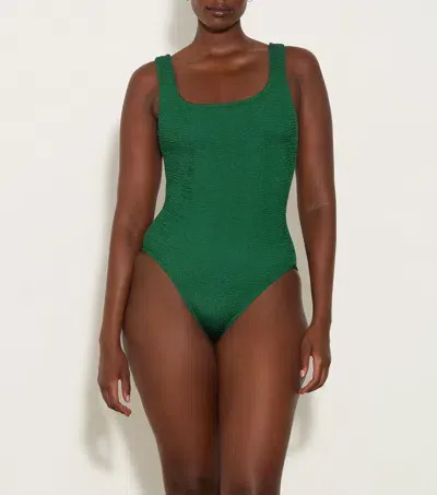 Hunza G Square Neck Swim In Metallic Forest Green