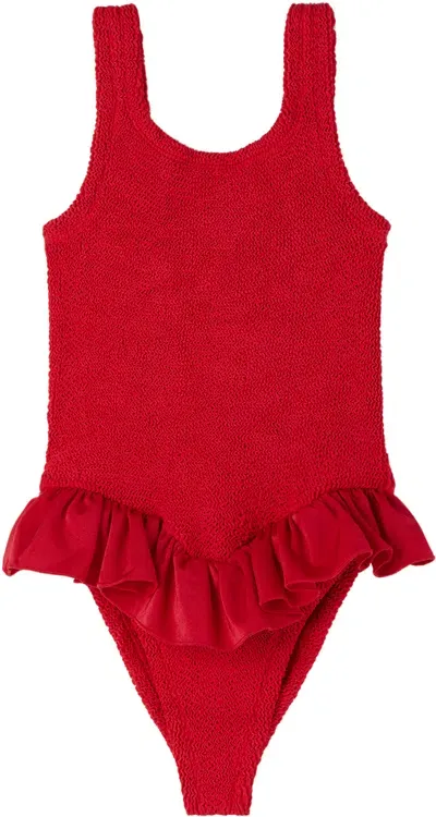 Hunza G Ssense Exclusive Kids Red Denise Swimsuit In Red/red