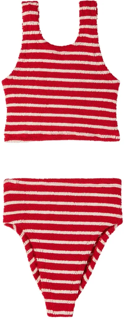 Hunza G Ssense Exclusive Kids Red Sofia Bikini In Red/white