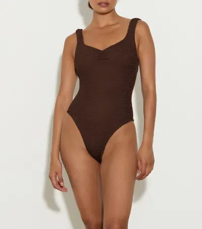 Hunza G Tonya Swim In Metallic Chocolate