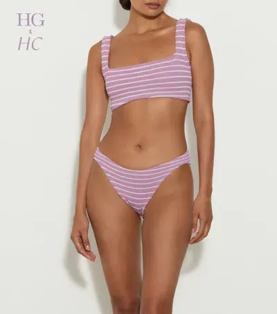 Hunza G X Helena Christensen Xandra Bikini | One Size Swimwear |  In Lavender/white