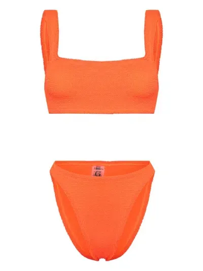 Hunza G Xandra Crinkled Bikini Set In Orange