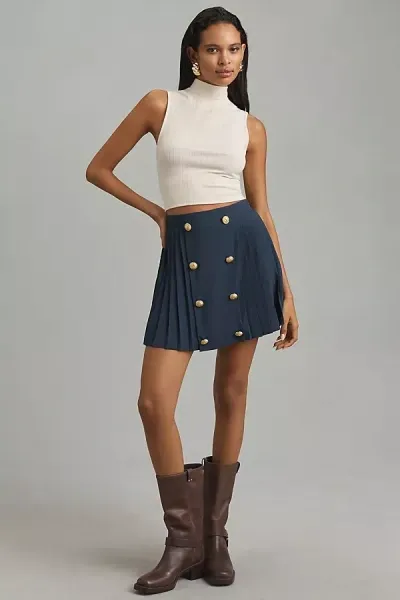 Hutch Button-front Mini Skirt In Blue