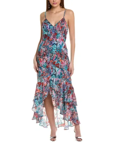 Hutch Floral Ruffle High-low Dress In Blue