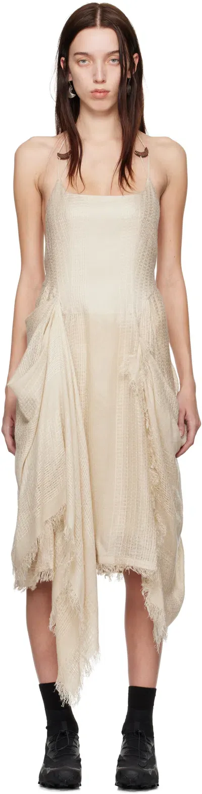 Hyein Seo Beige Fringed Crescent Midi Dress In Sand