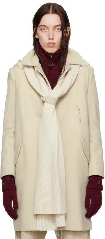 Hyein Seo Beige Hood Muffler Coat In Ivory