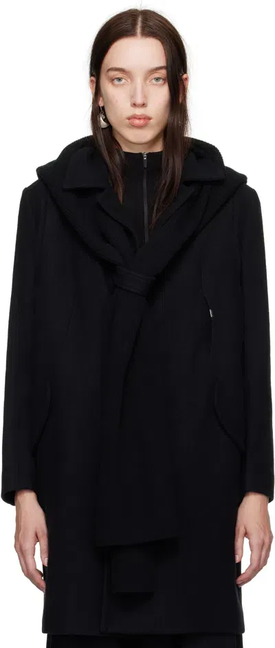 Hyein Seo Black Hood Muffler Coat