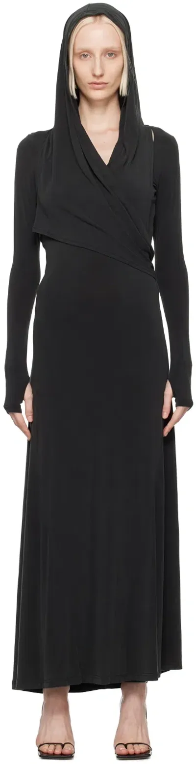 Hyein Seo Black Hooded Maxi Dress