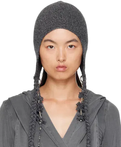 Hyein Seo Gray Tassel Charm Beanie In Grey