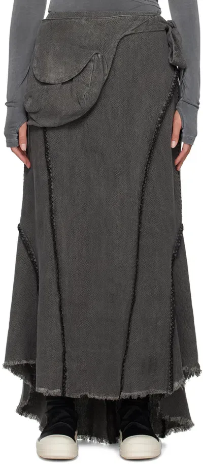 Hyein Seo Ssense Exclusive Gray Midi Skirt In Charcoal