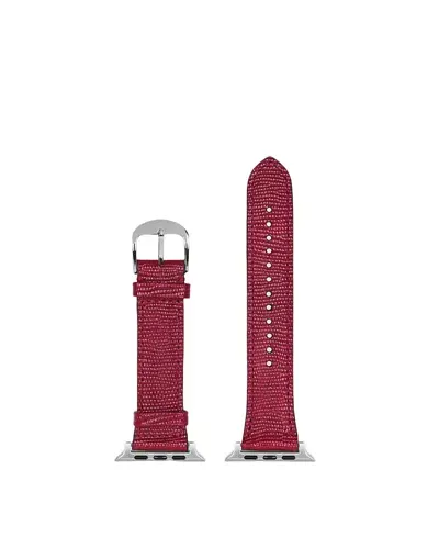 Hyer Goods Apple Watch Band 42mm/ 44mm/ 45mm/ 49mm In Cherry Red Lizard/ Silver