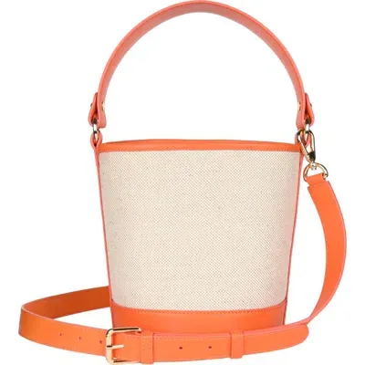 Hyer Goods Canvas Mini Bucket Bag In Linen/ Orange