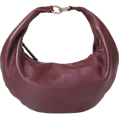 Hyer Goods Leather Convertible Hobo Ring Bag In Burgundy