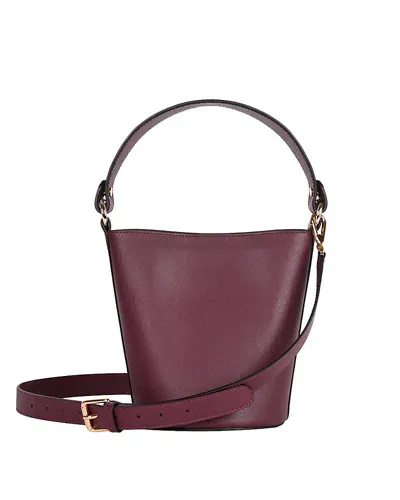 Hyer Goods Luxe Mini Bucket Bag In Wine Saffiano