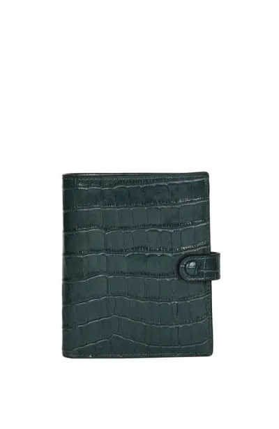 Hyer Goods Traveler's Wallet In Forest Green Croc