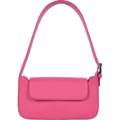 Hyer Goods Upcycled Leather Shoulder Bag With Buckle In Pink