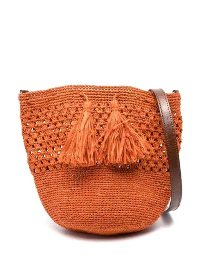 Ibeliv Haingo Raffia Bucket Bag In Orange