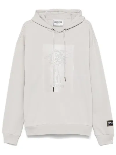 Iceberg Cartoon-embroidered Hoodie In Grey