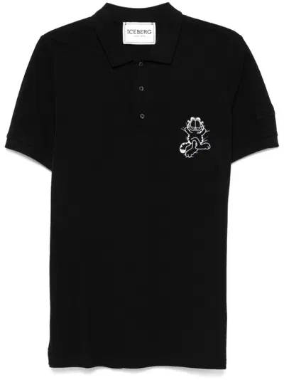 Iceberg Cartoon-print Polo Shirt In Black