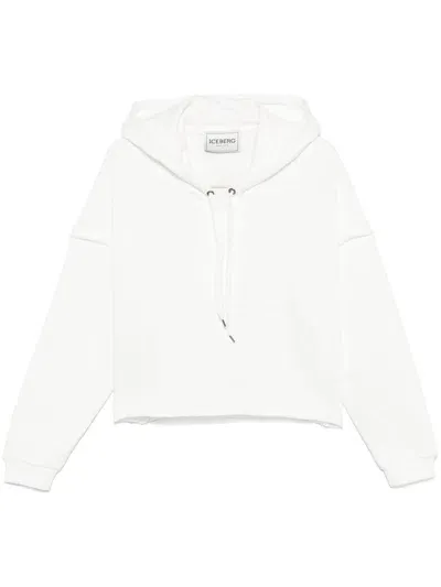 Iceberg Cropped Hoodie In White