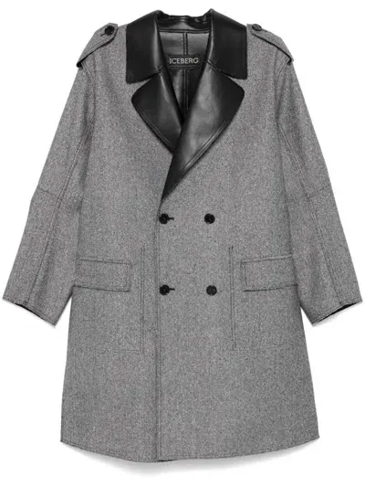 Iceberg Double-breasted Reversible Coat In Black