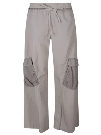 Iceberg Drawstring Waist Wide Leg Cargo Trousers In Grey