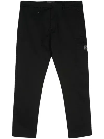 Iceberg Gabardine Straight-leg Trousers In Black