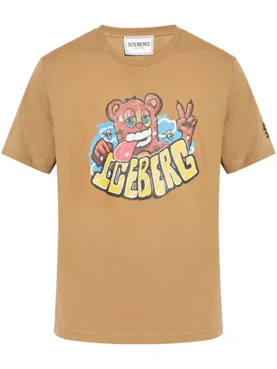 Iceberg Graphic Print T-shirt In Brown