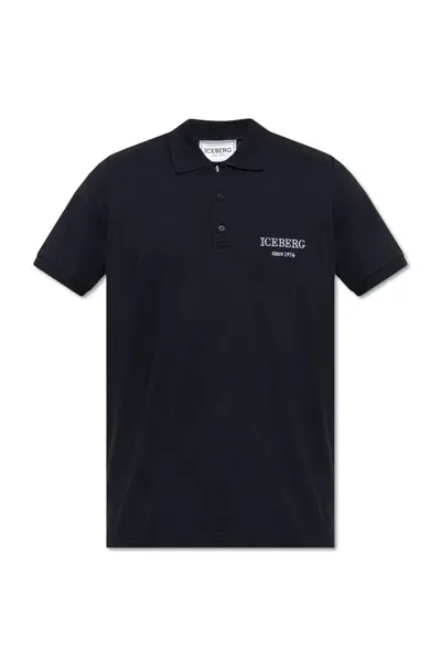 Iceberg Logo Embroidered Polo Shirt In Gray