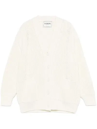 Iceberg Logo-patch Cardigan In Neutrals