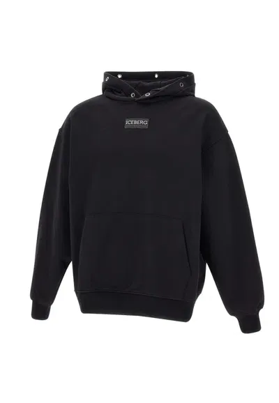 Iceberg Logo Patch Hoodie In Black