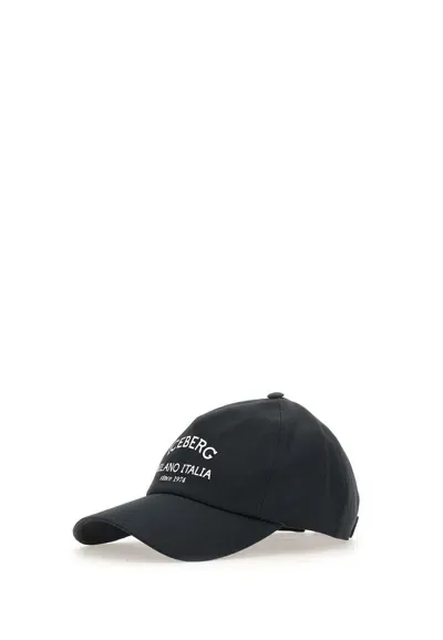 Iceberg Logo Printed Baseball Cap In Black