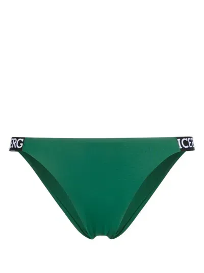 Iceberg Logo-tape Bikini Bottoms In Green