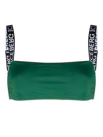 Iceberg Logo-tape Bikini Top In Green