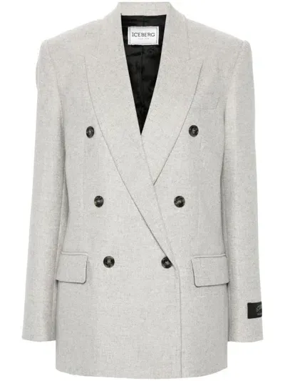 Iceberg Mélange-effect Blazer In Neutrals