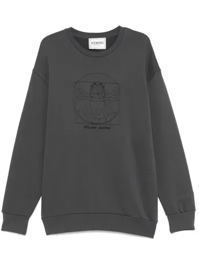 Iceberg Vitruvian Garfield-embroidered Sweatshirt In Grey