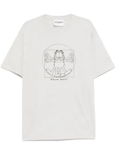 Iceberg Vitruvian Garfield-print T-shirt In Grey