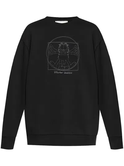 Iceberg X Garfield Cotton Sweatshirt In Black