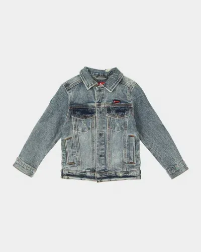 Icecream Kids' Boy's Jawbreaker Logo Distressed Denim Jacket In Starburst