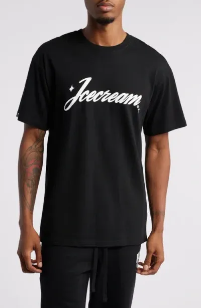 Icecream Dazzle Logo Cotton Graphic T-shirt In Black